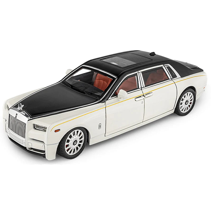 1:18 Large Rolls-Royce Phantom Model Simulation Sound And Light Pull Back Toy Car Luxury Metal Boy Collection Decoration Gift