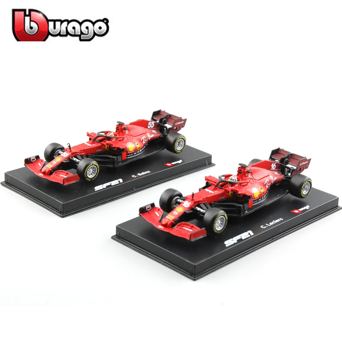 Bburago 1:43 Ferrari 2021 SF21 #55 Carlos Sain #16 Xe Công Thức F1 Xe Đúc Tĩnh Đồ Chơi Xe Đua Mô Hình Sưu Tầm