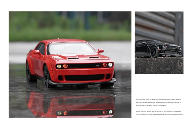 Dodge Challenger SRT Diecasts Alloy Muscle Car Models Metal Sports Car Models Sound and Light Simulation