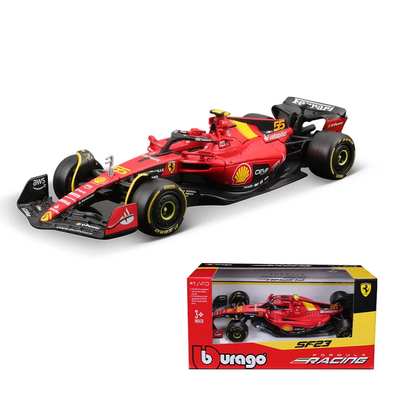 Bburago 1:43 Ferrari SF23 Xe hợp kim SF-23 Formula Racing Đồ chơi đúc Charles Leclerc 16# Carlos Sainz 55# Mô hình F1