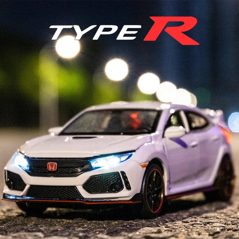 Mô hình xe ô tô đồ chơi Honda Civic Type R thu nhỏ có cửa mở, đèn và nhạc