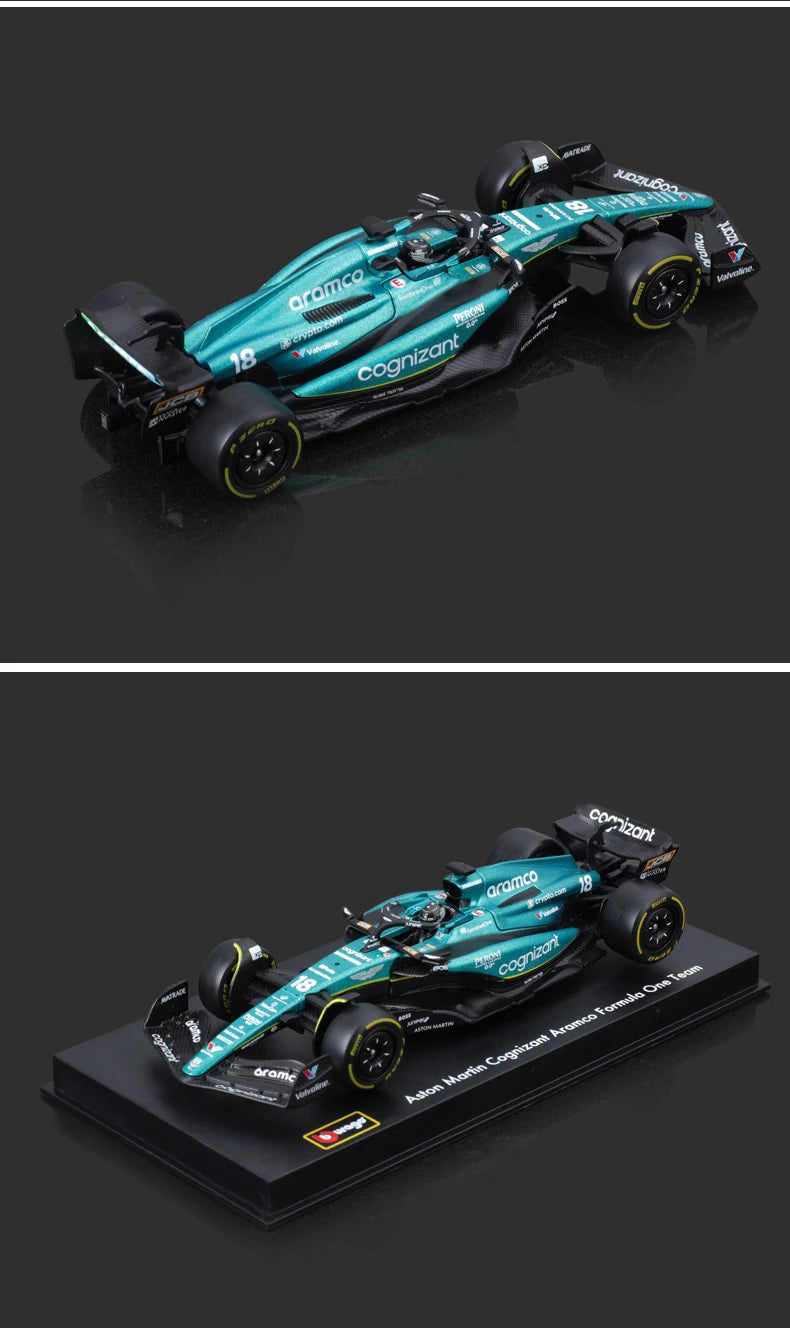 Bburago 1:43 Aston Martin Bộ sưu tập AMR23 F1 Formula Racing Mô hình hợp kim Diecast Đồ chơi Xe hơi 14# Fernando Alonso 2023 Quà tặng cho bé trai