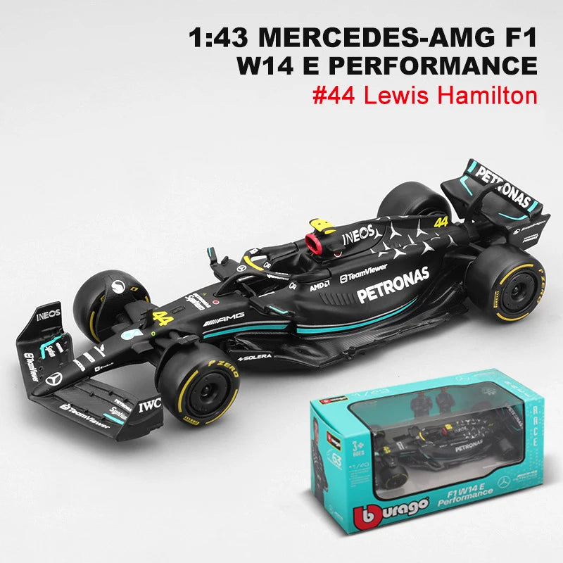 Bburago 1:43 2023 F1 Model RB19 W14 SF23 C43 A523 AMR23 Đồ chơi xe đua hợp kim Red Bull Mercedes Alfa Romeo Apline