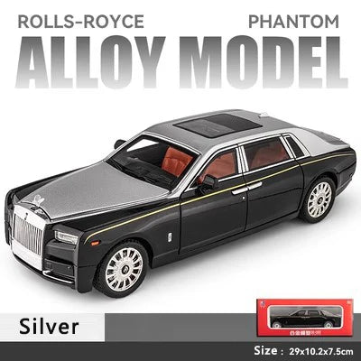 1:18 Large Rolls-Royce Phantom Model Simulation Sound And Light Pull Back Toy Car Luxury Metal Boy Collection Decoration Gift