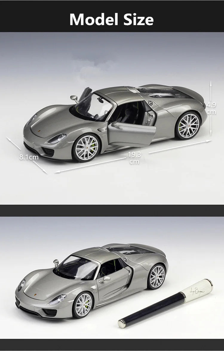 Welly 1:24 Porsche 918 Diecasts Mô hình xe thể thao bằng hợp kim Bộ sưu tập đồ chơi mô phỏng xe đua bằng kim loại