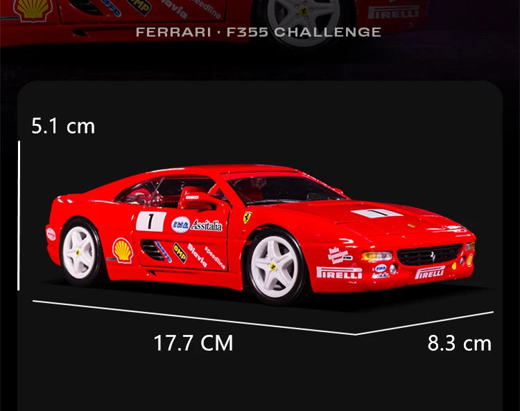 Bburago 1:24 Ferrari F355 Challenge Mô hình xe thể thao bằng hợp kim Diecast Kim loại Đồ chơi mô hình xe đua mô phỏng cao Đồ chơi trẻ em Quà tặng