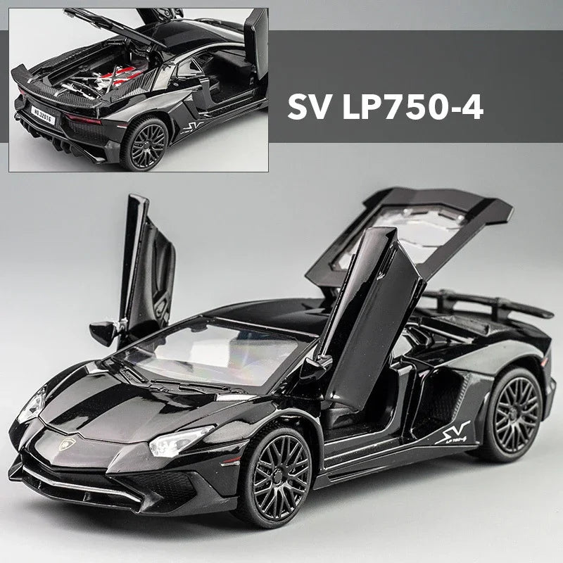 Lamborghinis Alloy Sports Cars Diecast Models Audio Super Racing Cars Tail Lift Wheels