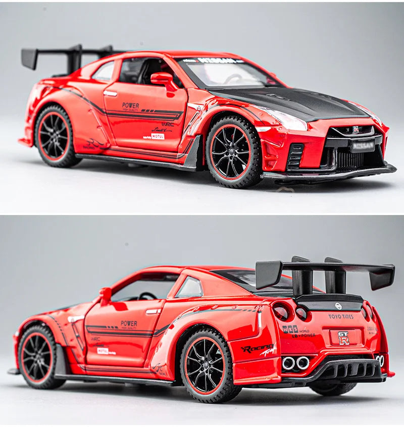 Nissan GTR R35 Alloy Supercar Toy Car Model Car Metal Collection Sound and Light Toys