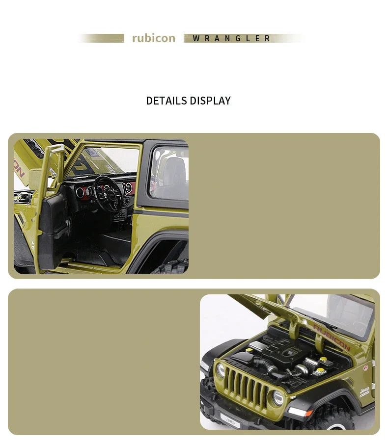 Đồ chơi xe hơi Jeep Wrangler Rubicon Off-Road Diecasts hợp kim Diecast Metal Sound and Light