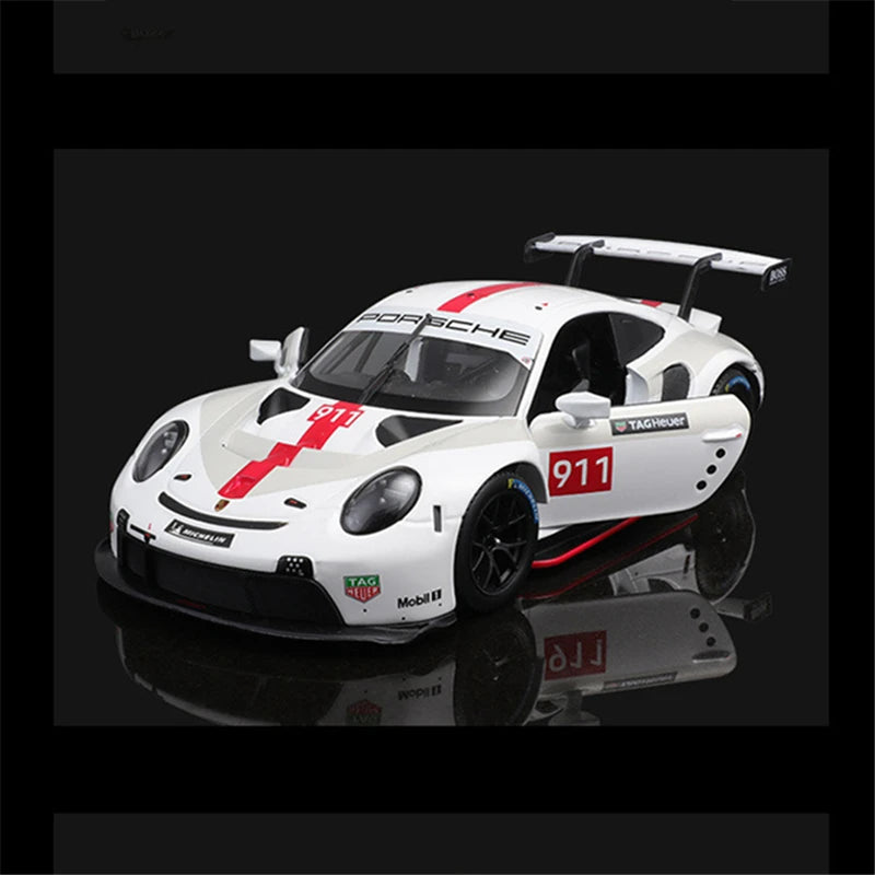 Bburago 1:24 Porsche 911 RSR Alloy Racing Car Model Diecasts Metal Sports Car Simulation Model