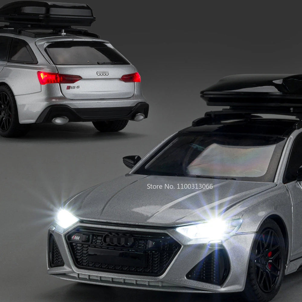 Audi RS6 Model Car Die-cast Alloy Toy 6 Opening Doors with Glowing Lights for Car Decoration