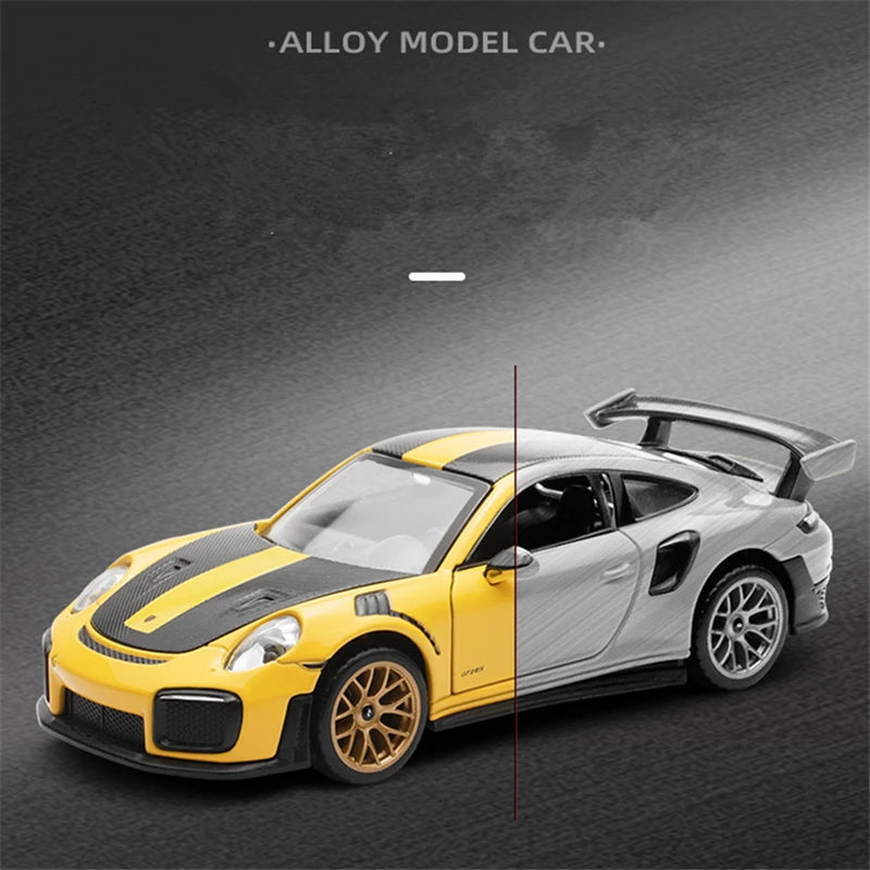 1:32 Porsche 911 GT2 RS Diecasts Alloy Sports Car Model Metal Racing Car Model Sound and Light Simulation