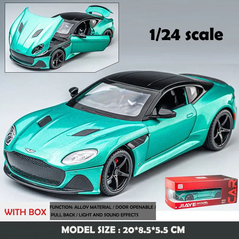 1/22 Aston Martin DBS Alloy Car Model With Sound Light Pullback Diecast Toy Vehicles Collective Miniature Voiture Boy Toy Gift