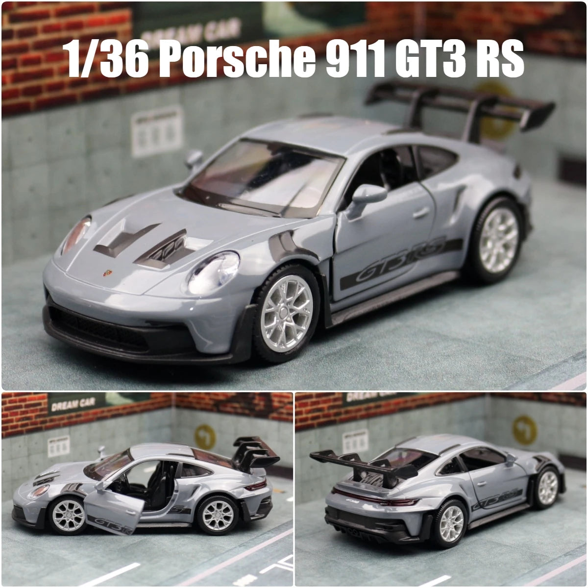 1/36 Porsche 911 GT3 RS Toy Car Model For Children RMZ CiTY Miniature Racing Free Wheels Pull Back Diecast Metal Collection Gift