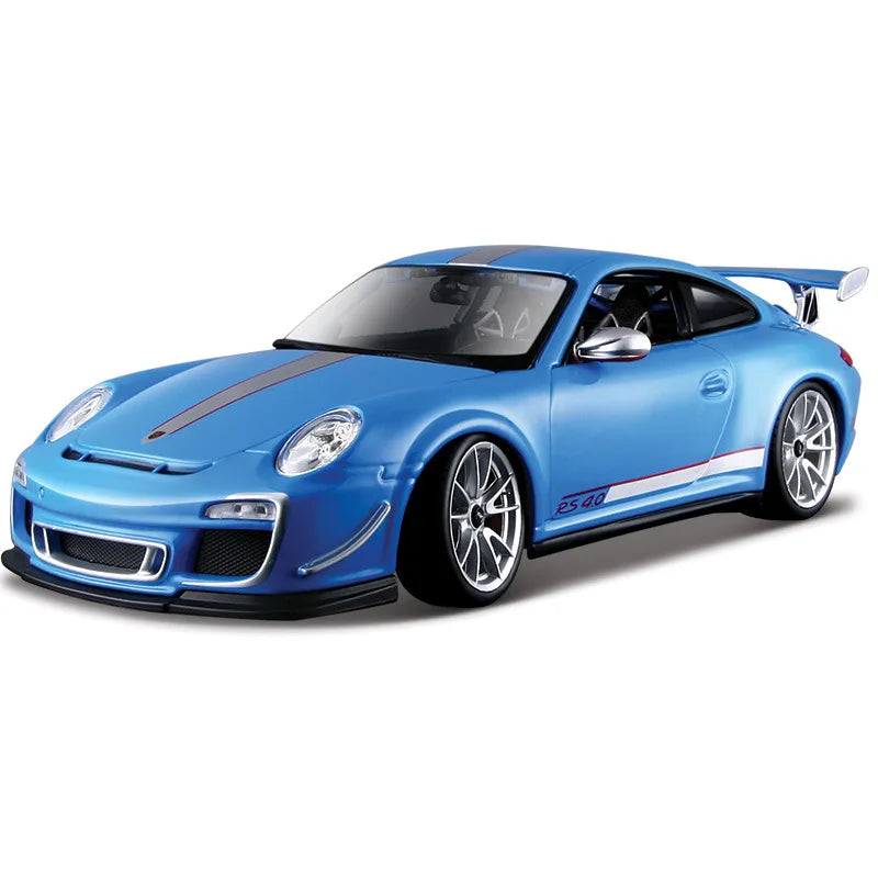 Bruago 1:18 Porsche 911 Gt3 White Blue Die Cast Alloy Car Model Nostalgic Collection Static Decoration Male Car Toy Gift