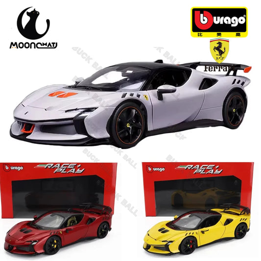 Bburago 1:18 Ferrari Sf90 Xx Stradale Bianco Diecast Alloy Toy Car Model Ferrari Sports Car Model