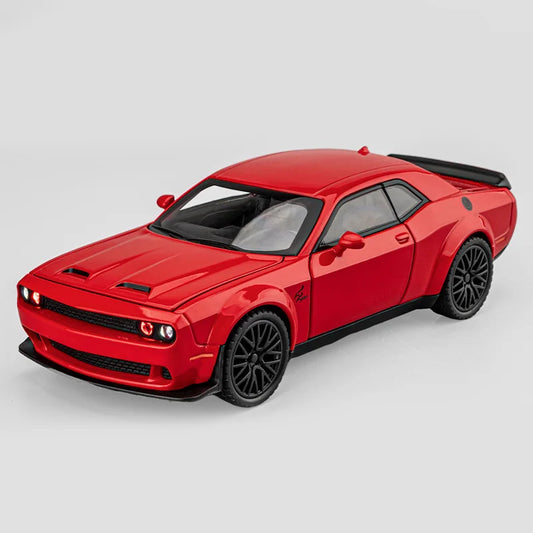 1/32 Dodge Challenger Hellcat Model Car, Zinc Alloy Pull Back Toy car with Sound and Light for Kids Boy Girl Gift