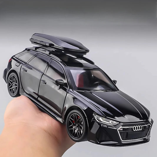 Xe mô hình Audi RS6 bằng hợp kim đúc 6 cửa mở có đèn phát sáng dùng để trang trí xe hơi