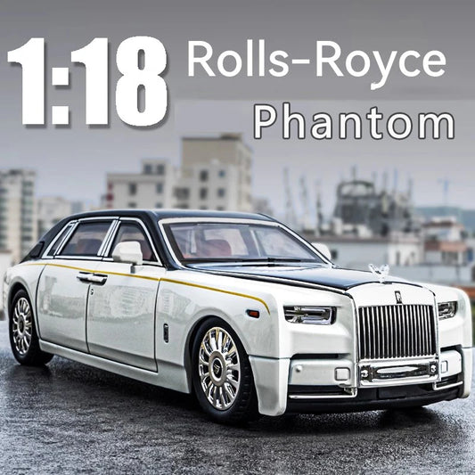 1:18 Rolls-Royce Phantom Mô hình xe hợp kim mô phỏng âm thanh và ánh sáng Xe đồ chơi kéo lại Xe hơi sang trọng Bộ sưu tập đồ trang trí Quà tặng cho bé trai