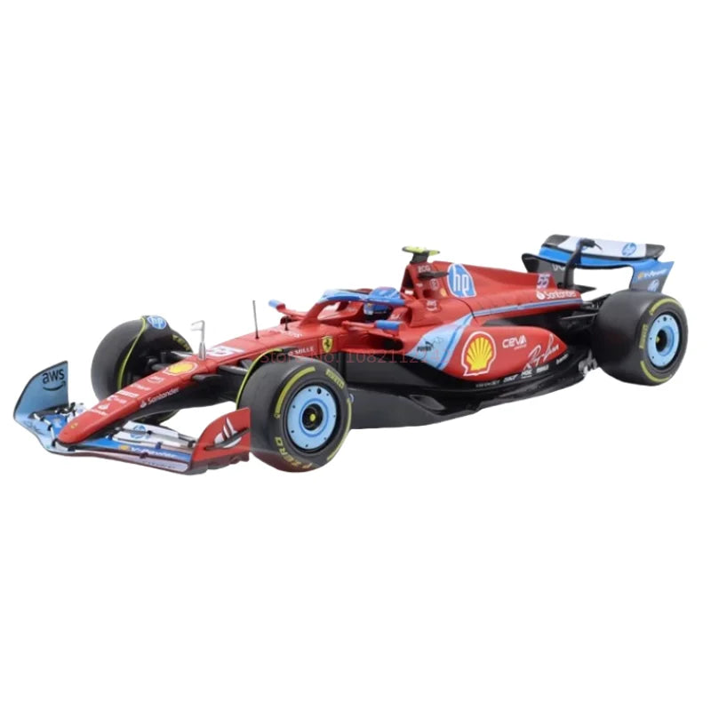 Xe đua Bburago 1:18 Ferrari SF-24 Miami GP F1 SF-24 16# Leclerc 55# Sainz FORMULA1 Mô hình đúc khuôn xe hợp kim Bộ sưu tập đồ chơi Quà tặng