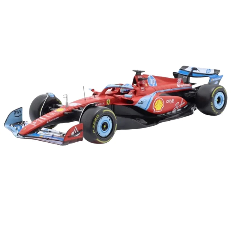 Xe đua Bburago 1:18 Ferrari SF-24 Miami GP F1 SF-24 16# Leclerc 55# Sainz FORMULA1 Mô hình đúc khuôn xe hợp kim Bộ sưu tập đồ chơi Quà tặng