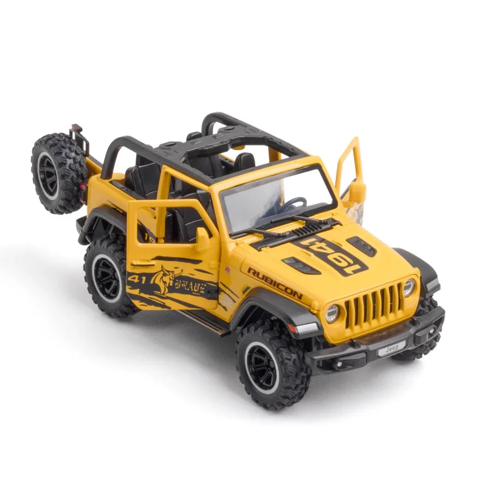 Đồ chơi xe hơi Jeep Wrangler Rubicon Off-Road Diecasts hợp kim Diecast Metal Sound and Light