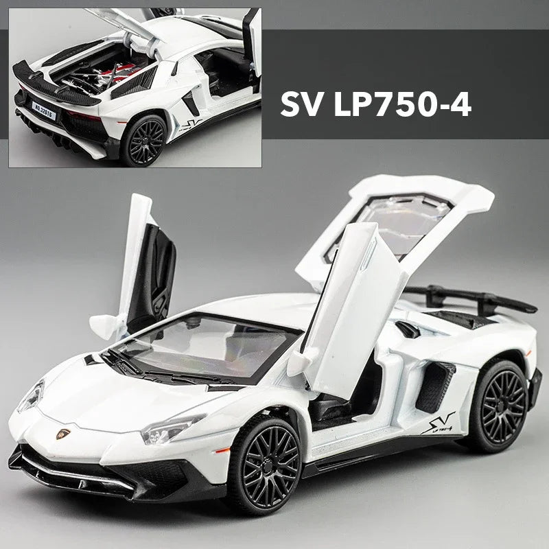 Lamborghinis Alloy Sports Cars Diecast Models Audio Super Racing Cars Tail Lift Wheels