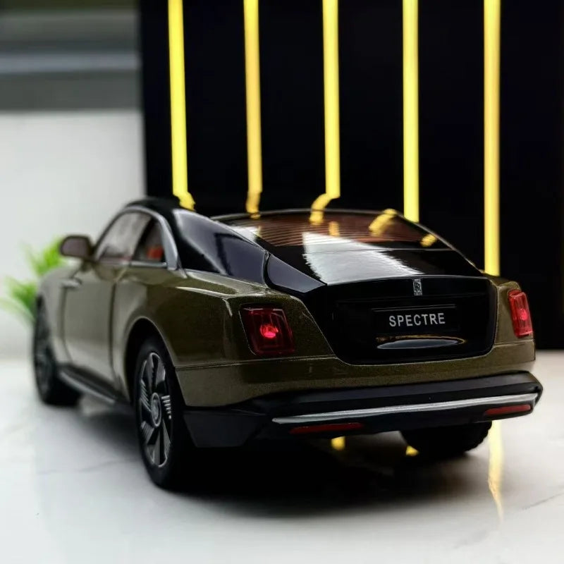 Simulation 1:24 Rolls Royce Spectre Super Car Alloy Model with Sound Light Collection Miniature Voiture Children Boy Toy Vehicle