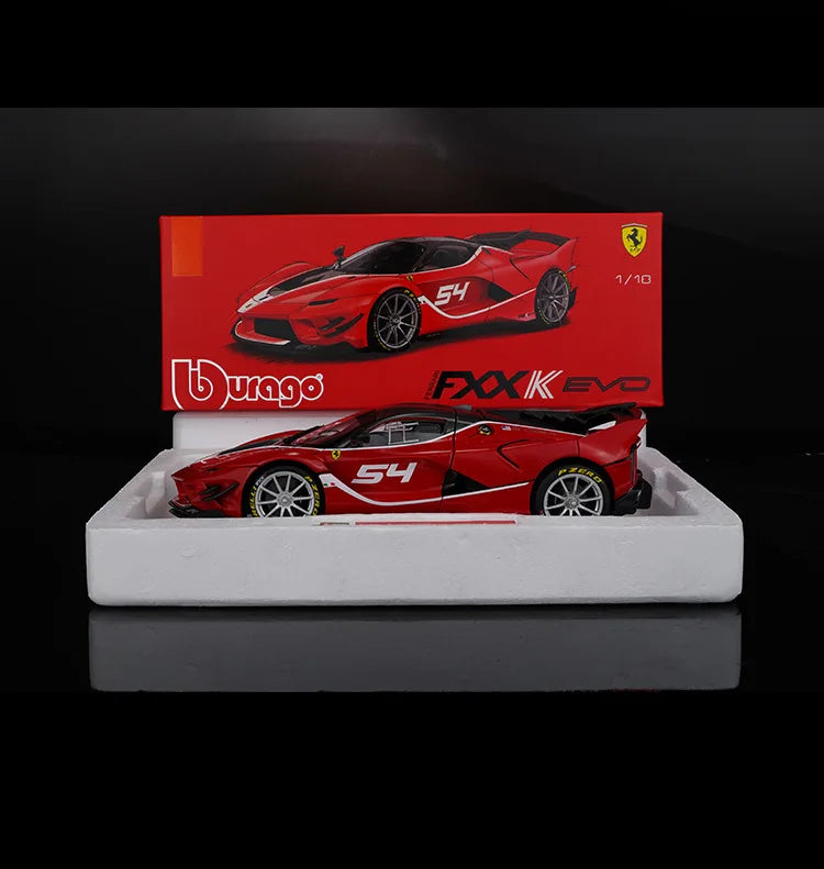 Bruago 1:18 Ferrari FXXK Đen 44 Hợp kim Mô phỏng Xe mô hình Xe đua Kim loại Bộ sưu tập trang trí Mô hình Xe Quà tặng