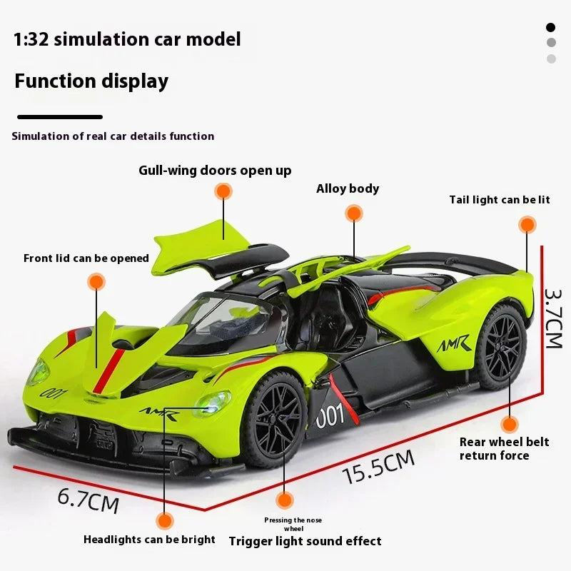 1:32 Aston Martin Valkyrie AMR 001 Siêu xe hợp kim đúc kim loại mô hình xe hơi Boutique trang trí đồ sưu tầm cho người lớn quà tặng ngày lễ