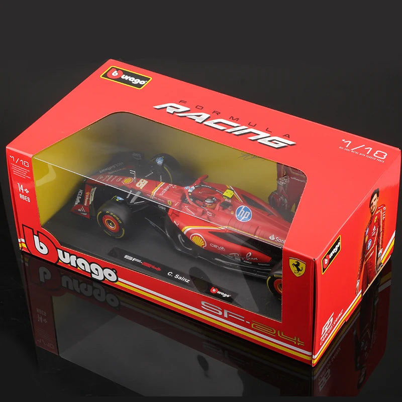 Bburago 1:18 SF24 F1 Model Ferrari Formula Racing Alloy Car Toy 2024 Season 16# Charles Leclerc 55# Carlos Sainz