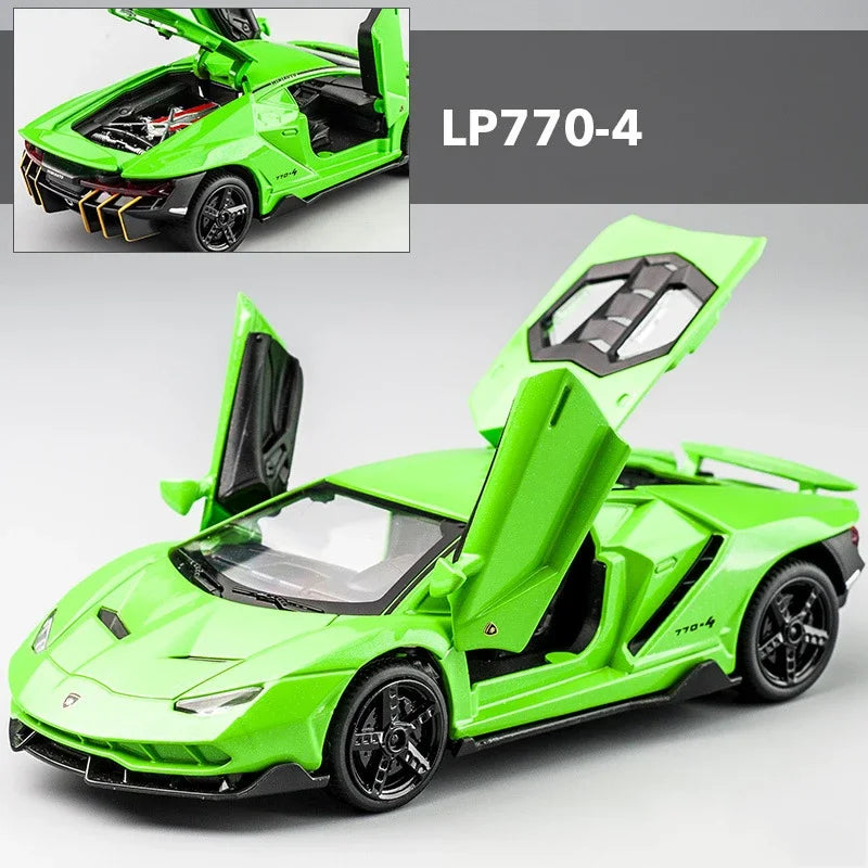 Lamborghinis Alloy Sports Cars Diecast Models Audio Super Racing Cars Tail Lift Wheels