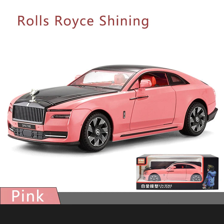 1:24 Rolls-Royce Mô hình xe hợp kim sáng bóng Mô phỏng âm thanh và ánh sáng Xe đồ chơi kéo lại Xe thể thao Bộ sưu tập đồ trang trí Quà tặng cho bé trai