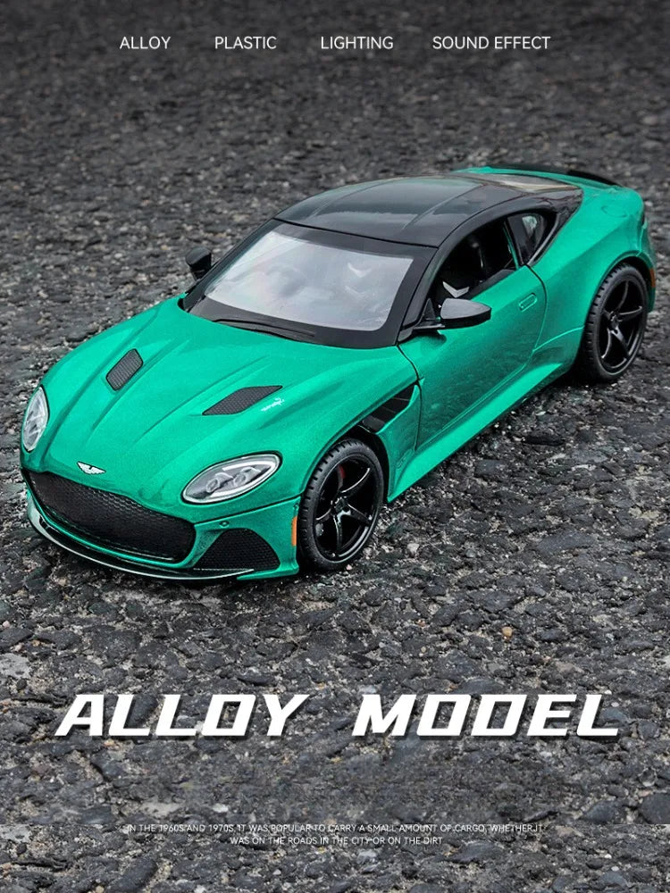 1/22 Aston Martin DBS Alloy Car Model With Sound Light Pullback Diecast Toy Vehicles Collective Miniature Voiture Boy Toy Gift