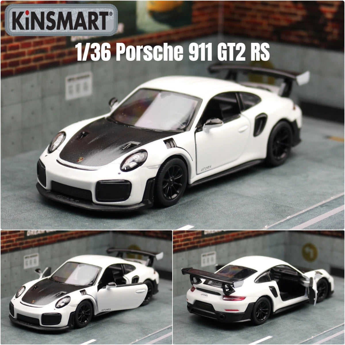 1/36 Porsche 911 GT3 RS Toy Car Model For Children RMZ CiTY Miniature Racing Free Wheels Pull Back Diecast Metal Collection Gift