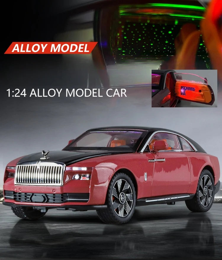 Simulation 1:24 Rolls Royce Spectre Super Car Alloy Model with Sound Light Collection Miniature Voiture Children Boy Toy Vehicle