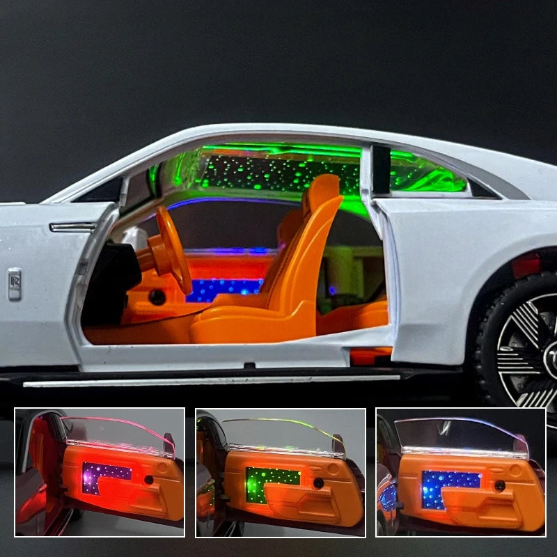 Simulation 1:24 Rolls Royce Spectre Super Car Alloy Model with Sound Light Collection Miniature Voiture Children Boy Toy Vehicle