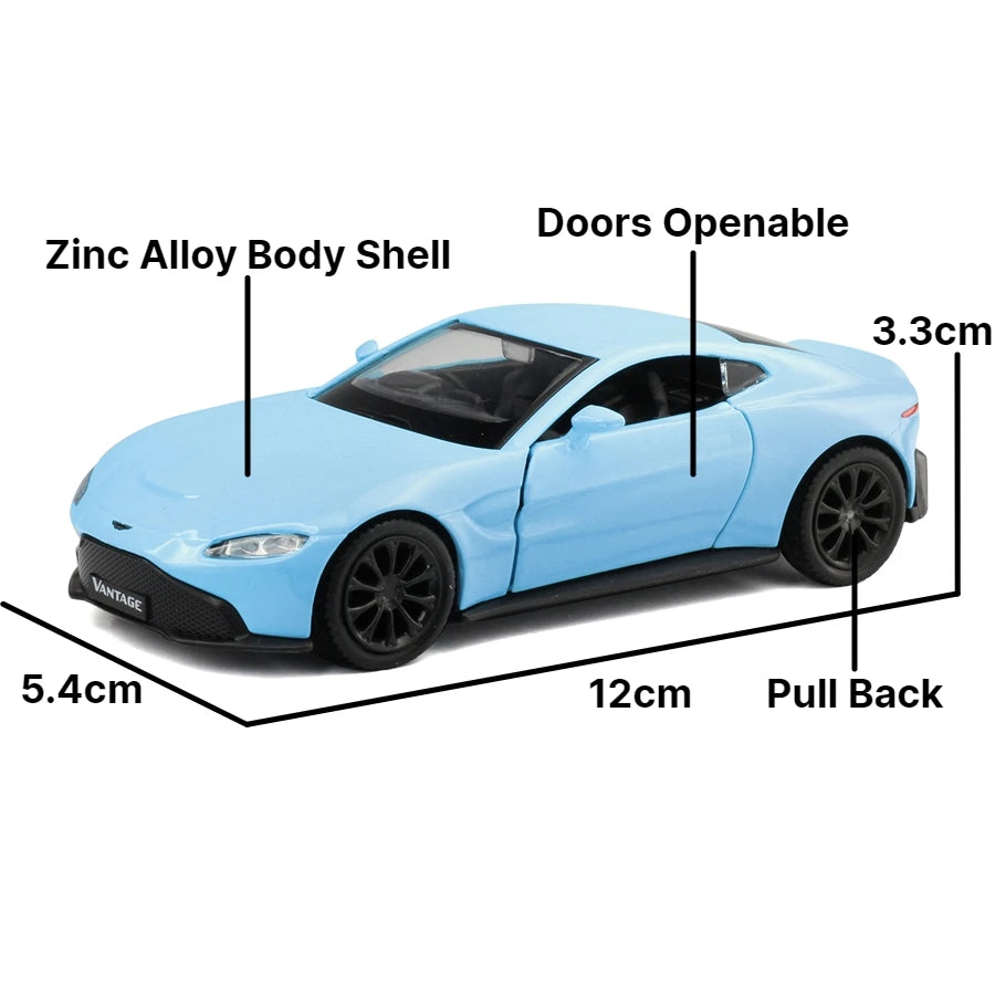 1/36 Aston Martin Vantage Toy Car Miniature Model RMZ CiTY Free Wheels Pull Back Diecast Alloy Collection Gift For Children Boy