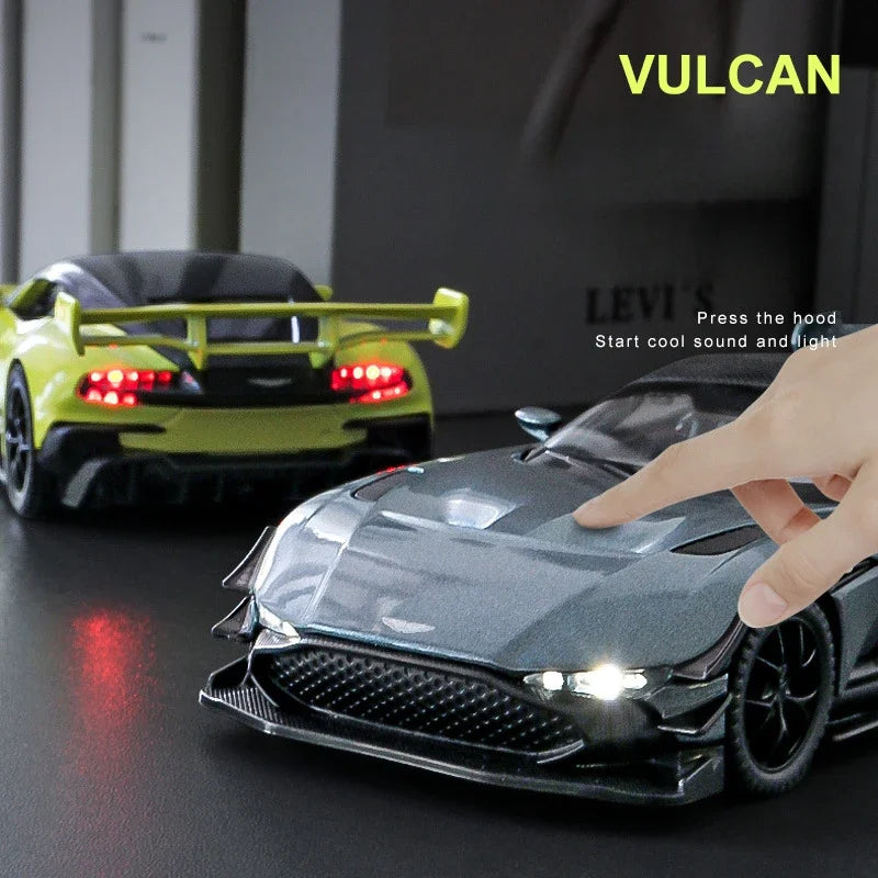 Diecast 1:32 Aston Martin Vulcan Mô hình xe hơi hợp kim mô phỏng Quà tặng có đèn âm thanh Voiture Miniature