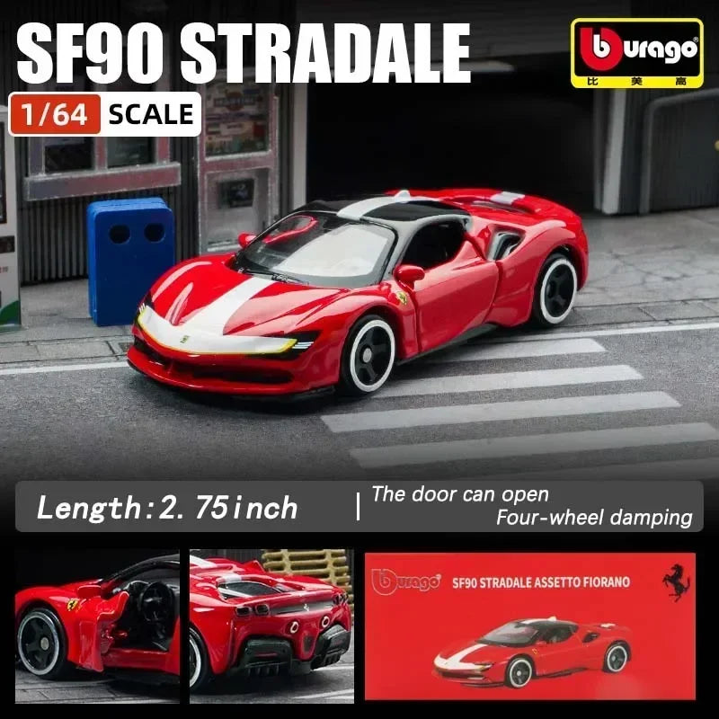 Burago 1:64 Ferrari Series SF90 488P Roma F430 F12 Mô hình xe hợp kim Bộ sưu tập quà tặng ngày lễ Mô hình xe