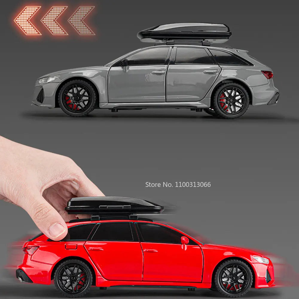 Audi RS6 Model Car Die-cast Alloy Toy 6 Opening Doors with Glowing Lights for Car Decoration