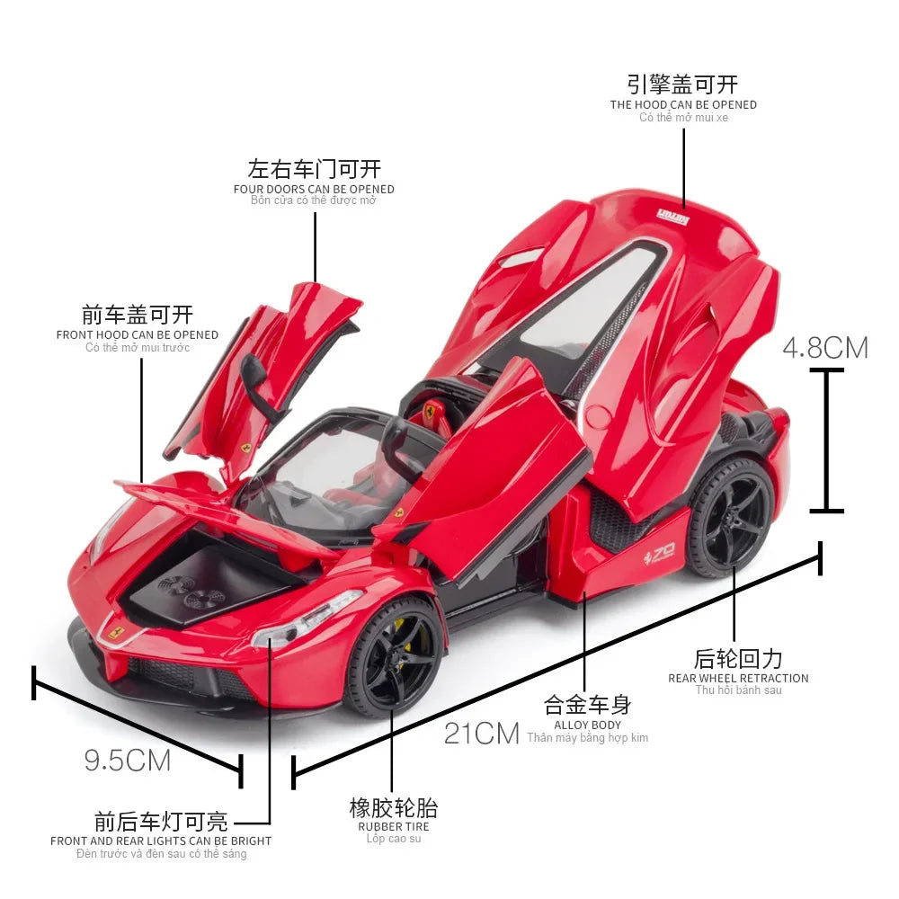 Đồ chơi mô hình xe đua hợp kim Ferrari Laferrari mui trần bằng kim loại Diecast mô phỏng xe hơi